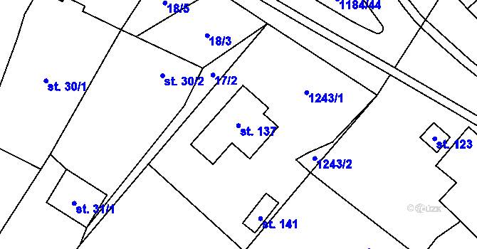 Parcela st. 137 v KÚ Vrbka u Sulimova, Katastrální mapa