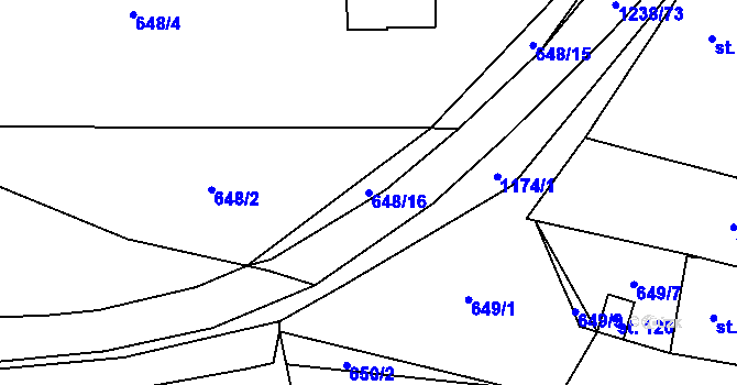 Parcela st. 648/16 v KÚ Vrbka u Sulimova, Katastrální mapa