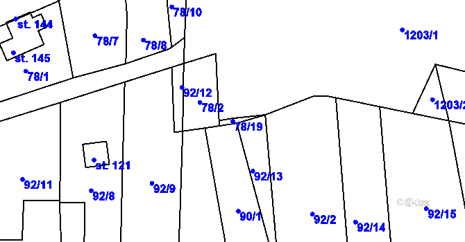 Parcela st. 78/19 v KÚ Sulislav, Katastrální mapa