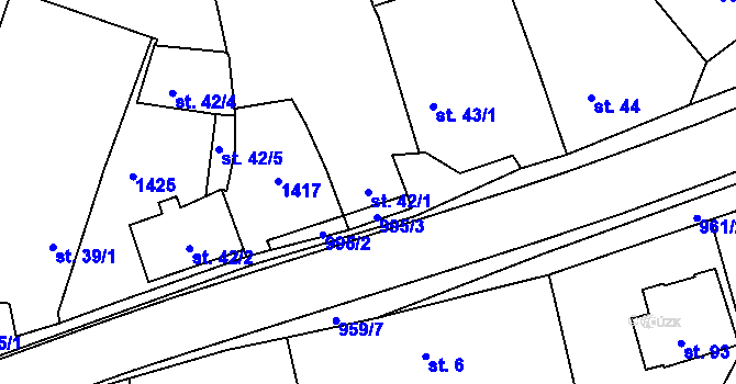 Parcela st. 42/1 v KÚ Sulislav, Katastrální mapa
