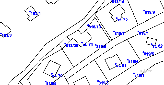 Parcela st. 71 v KÚ Sulislav, Katastrální mapa