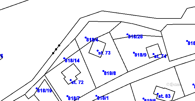 Parcela st. 73 v KÚ Sulislav, Katastrální mapa
