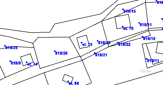 Parcela st. 75 v KÚ Sulislav, Katastrální mapa