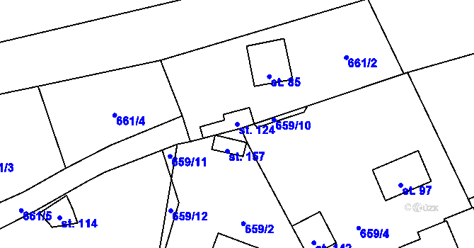 Parcela st. 124 v KÚ Sulislav, Katastrální mapa