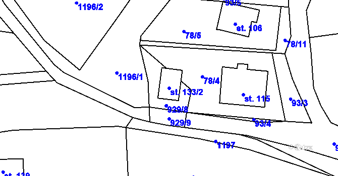 Parcela st. 133/2 v KÚ Sulislav, Katastrální mapa