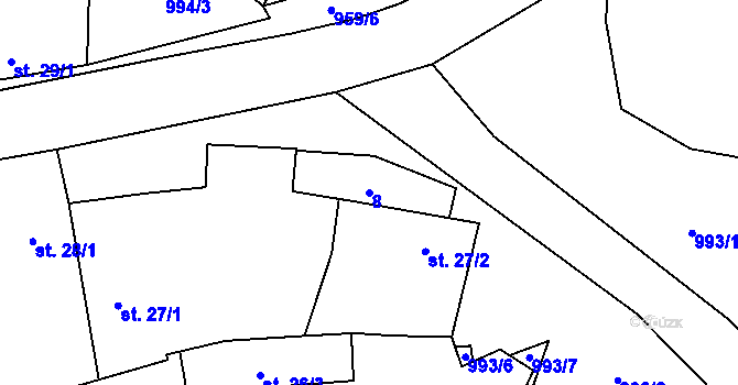 Parcela st. 8 v KÚ Sulislav, Katastrální mapa