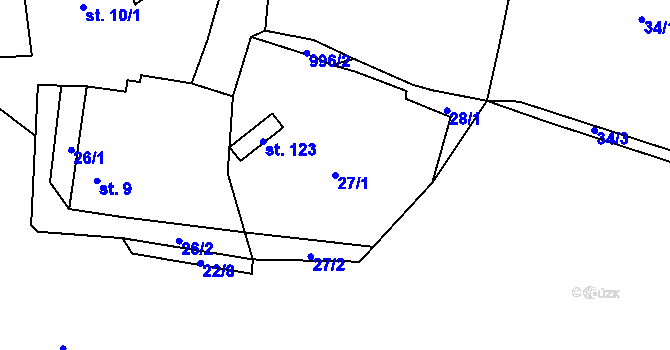 Parcela st. 27/1 v KÚ Sulislav, Katastrální mapa