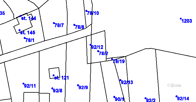Parcela st. 78/2 v KÚ Sulislav, Katastrální mapa