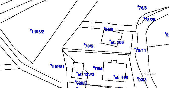 Parcela st. 78/5 v KÚ Sulislav, Katastrální mapa