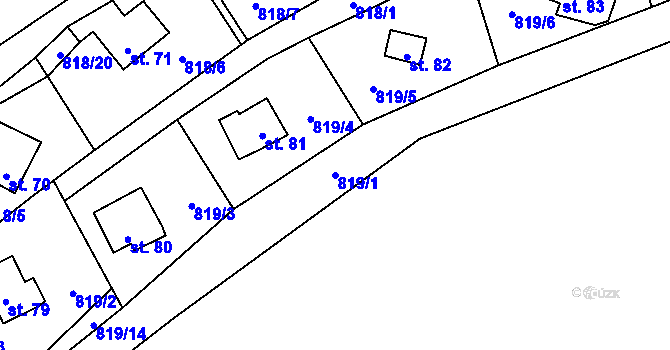 Parcela st. 819/1 v KÚ Sulislav, Katastrální mapa