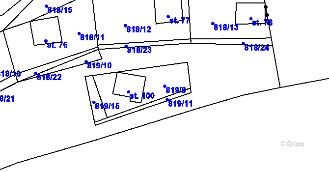 Parcela st. 819/8 v KÚ Sulislav, Katastrální mapa