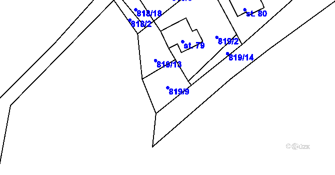 Parcela st. 819/9 v KÚ Sulislav, Katastrální mapa