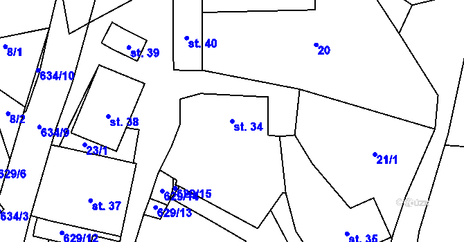 Parcela st. 34 v KÚ Polom u Sulkovce, Katastrální mapa