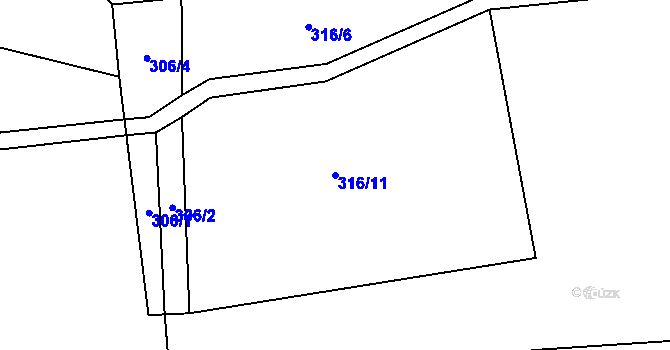 Parcela st. 316/11 v KÚ Polom u Sulkovce, Katastrální mapa