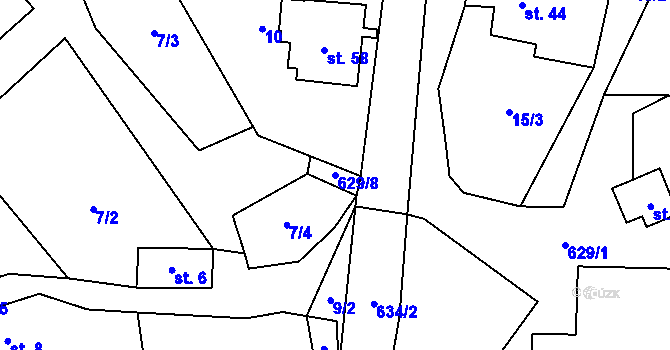 Parcela st. 629/8 v KÚ Polom u Sulkovce, Katastrální mapa