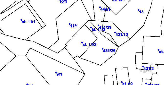 Parcela st. 11/2 v KÚ Sulkovec, Katastrální mapa