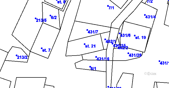 Parcela st. 21 v KÚ Sulkovec, Katastrální mapa
