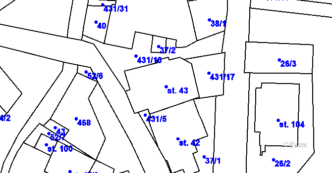 Parcela st. 43 v KÚ Sulkovec, Katastrální mapa