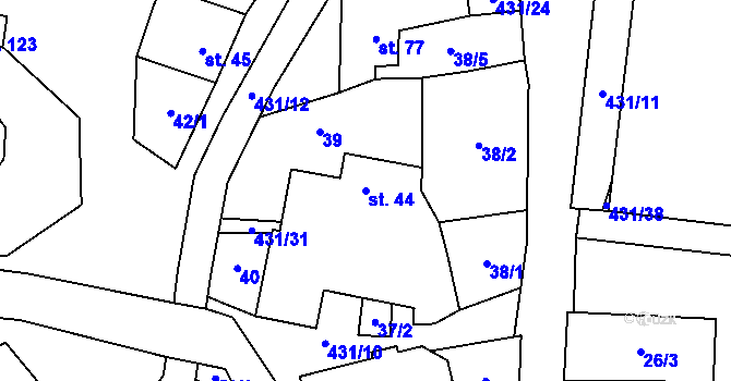 Parcela st. 44 v KÚ Sulkovec, Katastrální mapa