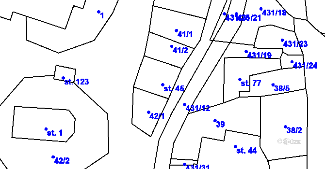 Parcela st. 45 v KÚ Sulkovec, Katastrální mapa