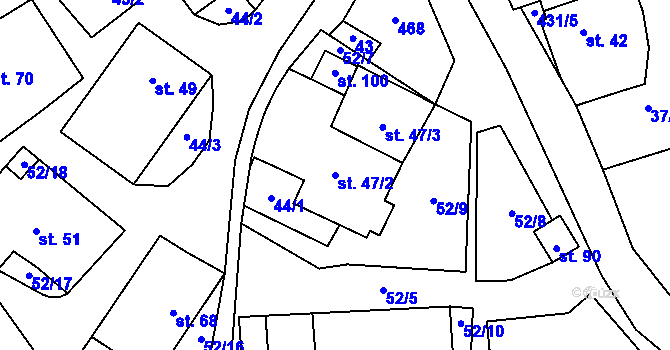 Parcela st. 47/2 v KÚ Sulkovec, Katastrální mapa