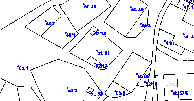 Parcela st. 51 v KÚ Sulkovec, Katastrální mapa