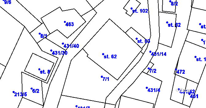 Parcela st. 62 v KÚ Sulkovec, Katastrální mapa