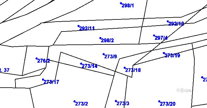 Parcela st. 273/9 v KÚ Ubušínek, Katastrální mapa