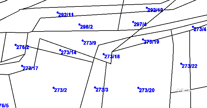 Parcela st. 273/18 v KÚ Ubušínek, Katastrální mapa
