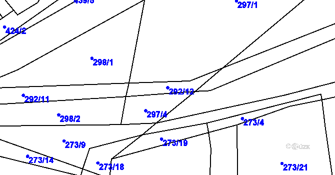 Parcela st. 292/12 v KÚ Ubušínek, Katastrální mapa