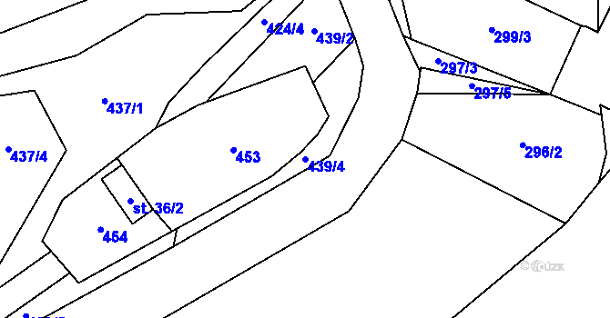Parcela st. 439/4 v KÚ Ubušínek, Katastrální mapa