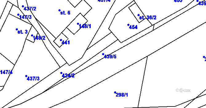 Parcela st. 439/5 v KÚ Ubušínek, Katastrální mapa