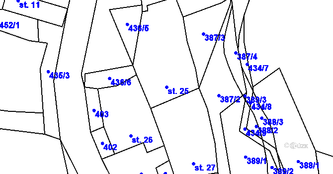 Parcela st. 25 v KÚ Ubušínek, Katastrální mapa