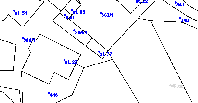 Parcela st. 77 v KÚ Ubušínek, Katastrální mapa