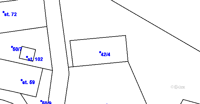 Parcela st. 42/4 v KÚ Ubušínek, Katastrální mapa