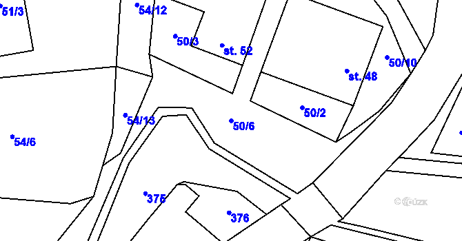 Parcela st. 50/6 v KÚ Ubušínek, Katastrální mapa