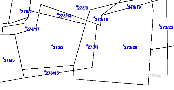 Parcela st. 273/3 v KÚ Ubušínek, Katastrální mapa