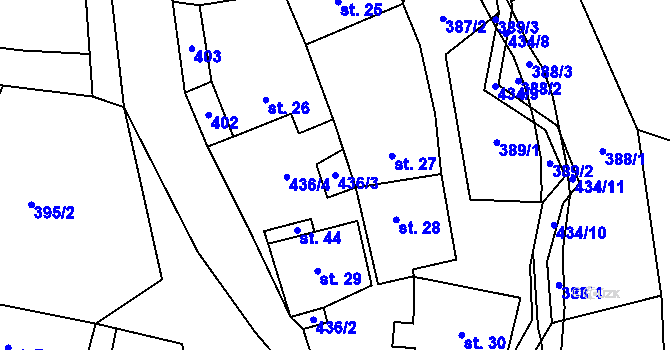 Parcela st. 436/3 v KÚ Ubušínek, Katastrální mapa