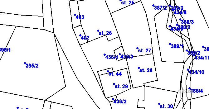 Parcela st. 436/4 v KÚ Ubušínek, Katastrální mapa