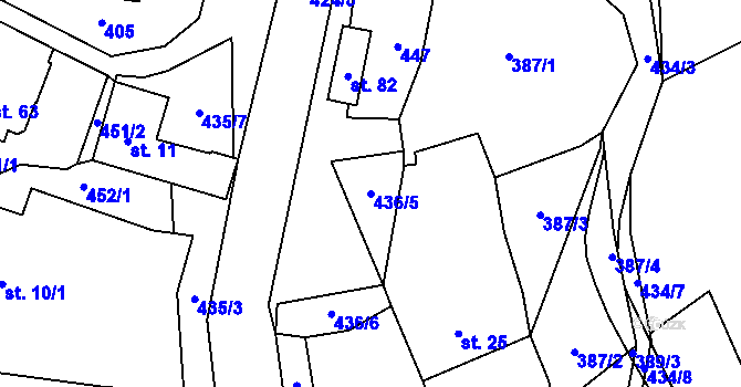 Parcela st. 436/5 v KÚ Ubušínek, Katastrální mapa