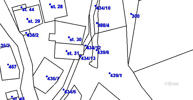 Parcela st. 439/6 v KÚ Ubušínek, Katastrální mapa