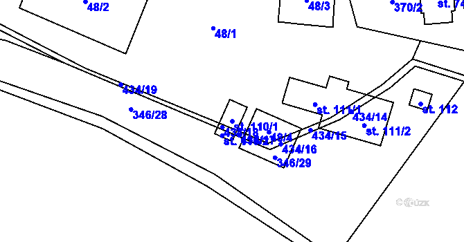 Parcela st. 110/1 v KÚ Ubušínek, Katastrální mapa