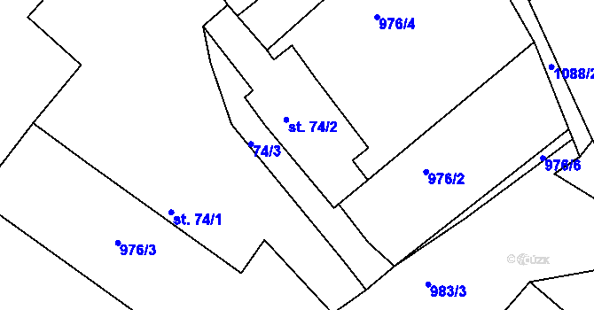 Parcela st. 74/2 v KÚ Lišice u Sulovic, Katastrální mapa