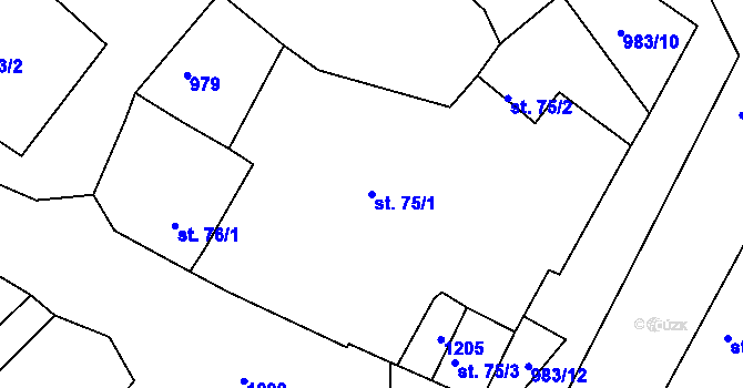 Parcela st. 75/1 v KÚ Lišice u Sulovic, Katastrální mapa