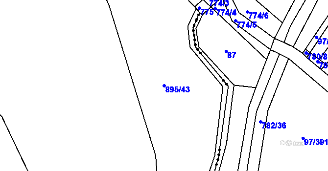 Parcela st. 895/43 v KÚ Lišice u Sulovic, Katastrální mapa