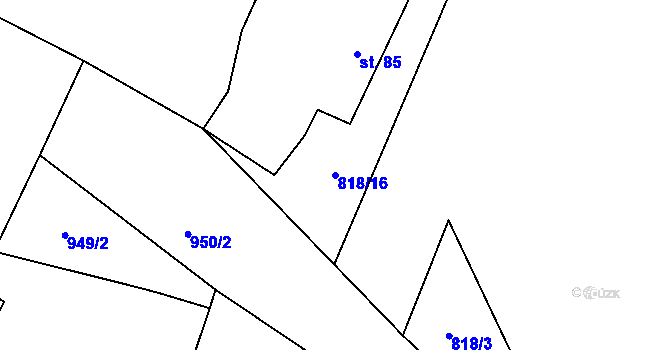 Parcela st. 818/16 v KÚ Lišice u Sulovic, Katastrální mapa