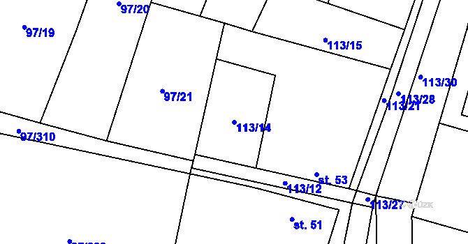Parcela st. 113/14 v KÚ Sulovice, Katastrální mapa