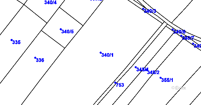 Parcela st. 340/1 v KÚ Sulovice, Katastrální mapa