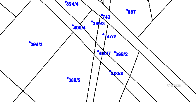 Parcela st. 400/7 v KÚ Sulovice, Katastrální mapa