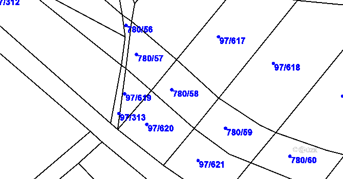 Parcela st. 780/58 v KÚ Sulovice, Katastrální mapa